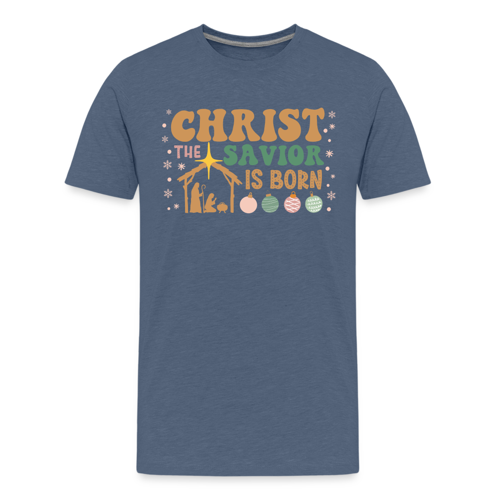 Christ the Savior is Born Christmas Family Kids' Premium T-Shirt - heather blue