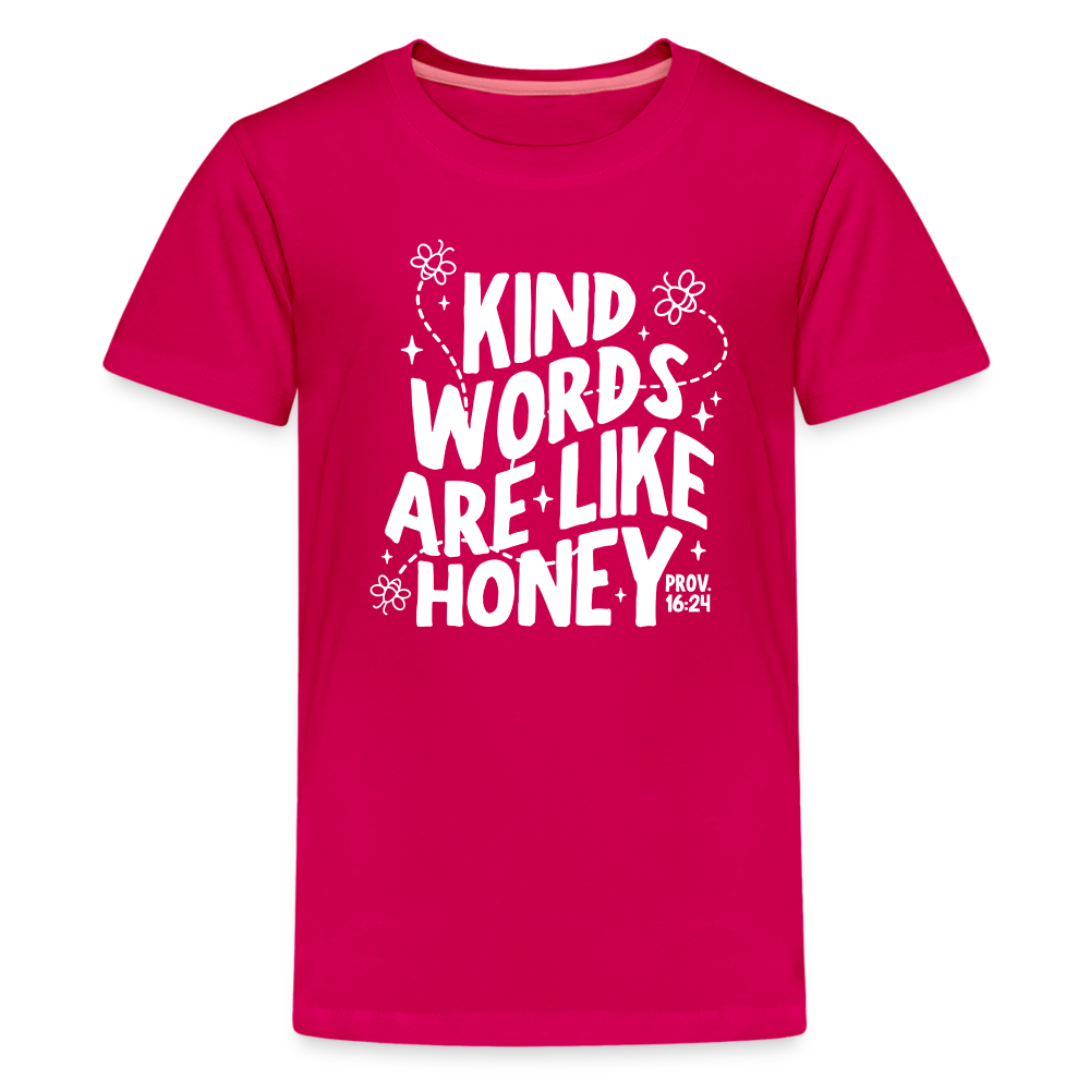 Kind Words are Like Honey (W) Kid's T-Shirt - dark pink