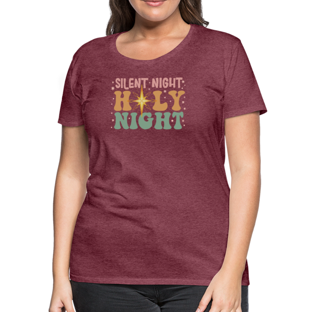 Silent Night Christmas Family Women’s Premium T-Shirt - heather burgundy