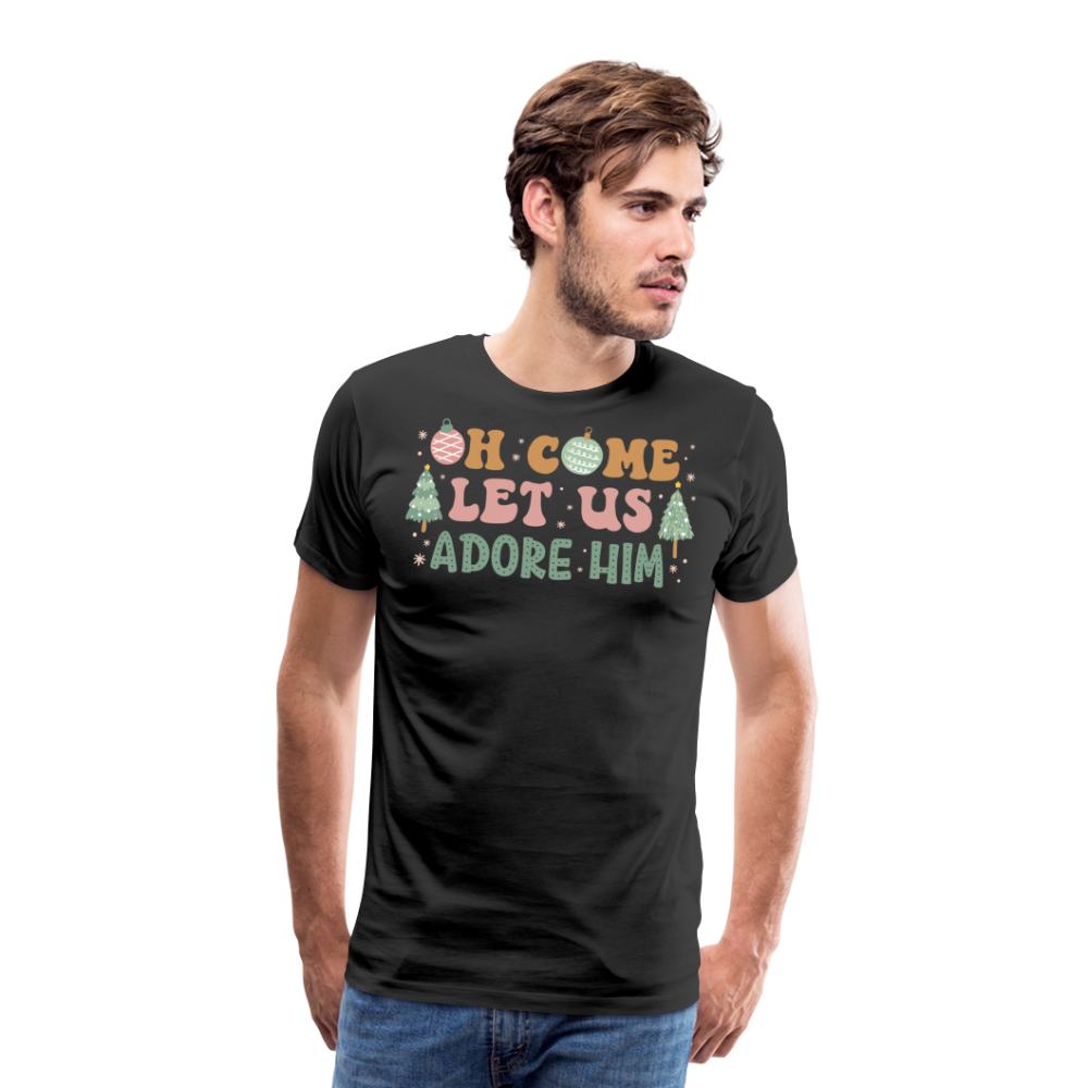 Oh Come Let Us Adore Him Christmas Family Men's Premium T-Shirt - black