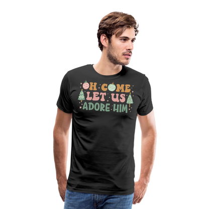 Oh Come Let Us Adore Him Christmas Family Men's Premium T-Shirt - black