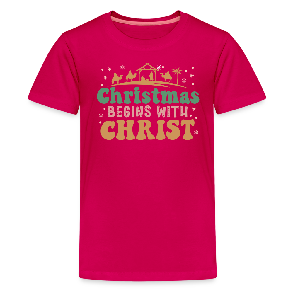 Christmas Begins with Christ Family Kids' Premium T-Shirt - dark pink