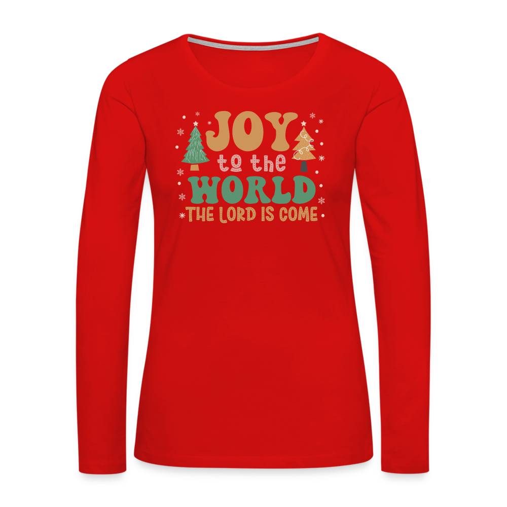 Joy to the World Christmas Family Women's Premium Long Sleeve T-Shirt - red