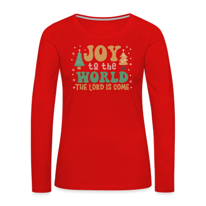 Joy to the World Christmas Family Women's Premium Long Sleeve T-Shirt - red