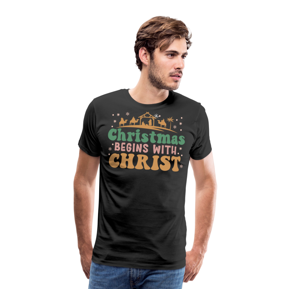 Christmas Begins with Christ is Born Christmas Family Men's Premium T-Shirt - black