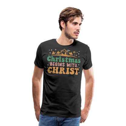 Christmas Begins with Christ is Born Christmas Family Men's Premium T-Shirt - black