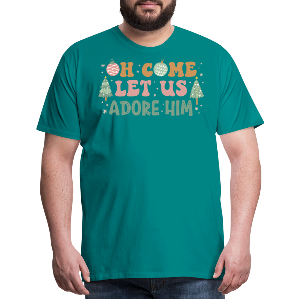 Oh Come Let Us Adore Him Christmas Family Men's Premium T-Shirt - teal