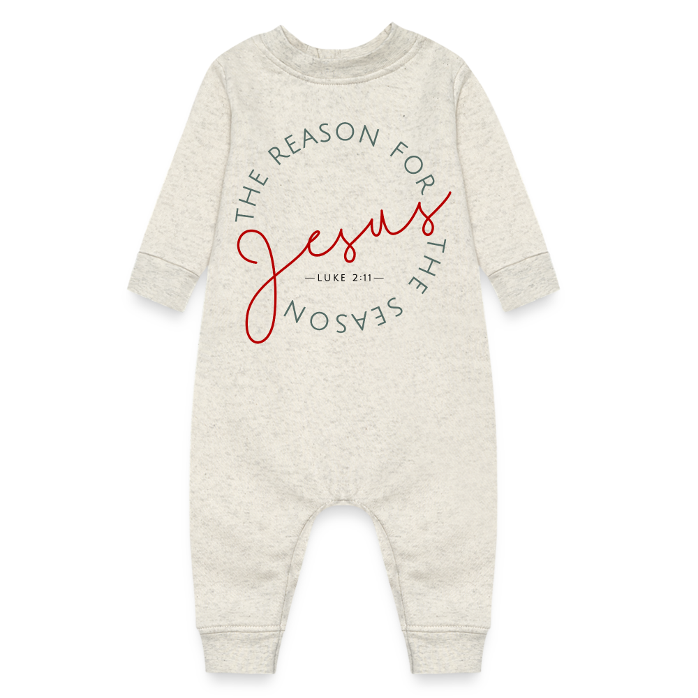 The Reason for the Season (Color) Christmas Family Baby Fleece One Piece - heather oatmeal