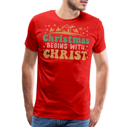 Christmas Begins with Christ is Born Christmas Family Men's Premium T-Shirt - red