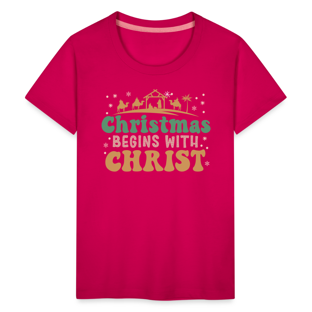 Christmas Begins with Christ Family Kids' Premium T-Shirt - dark pink