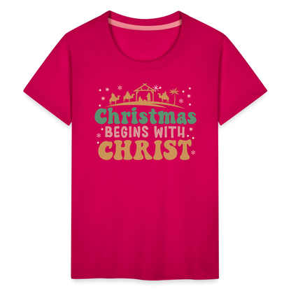 Christmas Begins with Christ Family Kids' Premium T-Shirt - dark pink