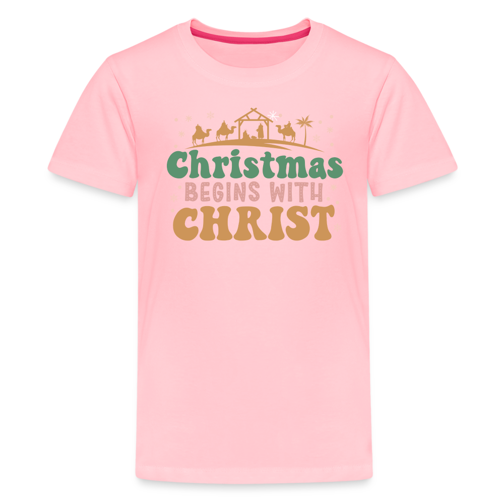 Christmas Begins with Christ Family Kids' Premium T-Shirt - pink