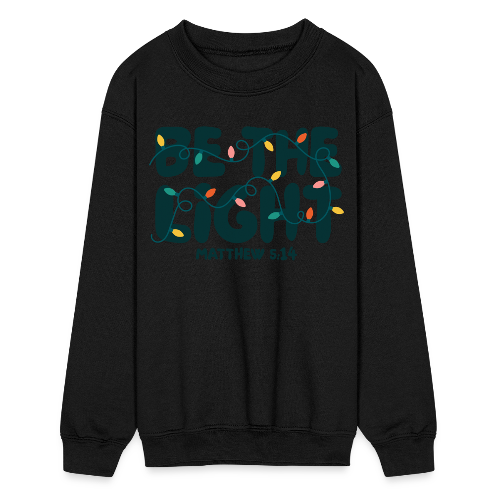 Be the Light Christmas Kid's Long Sleeve Sweater - black