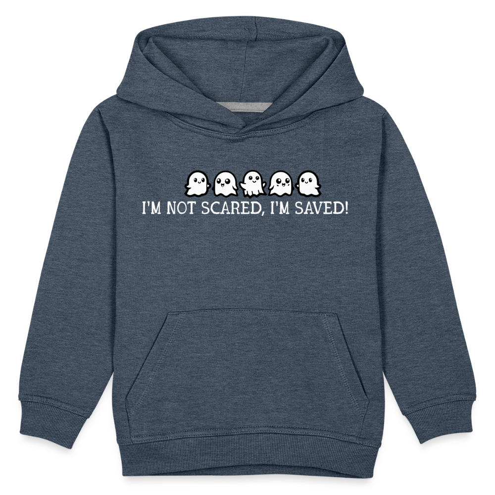 I'm Not Scared I'm Saved (W) Kid's Hoodie - heather denim