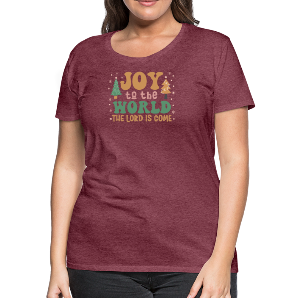 Joy to the World Christmas Family Women’s Premium T-Shirt - heather burgundy