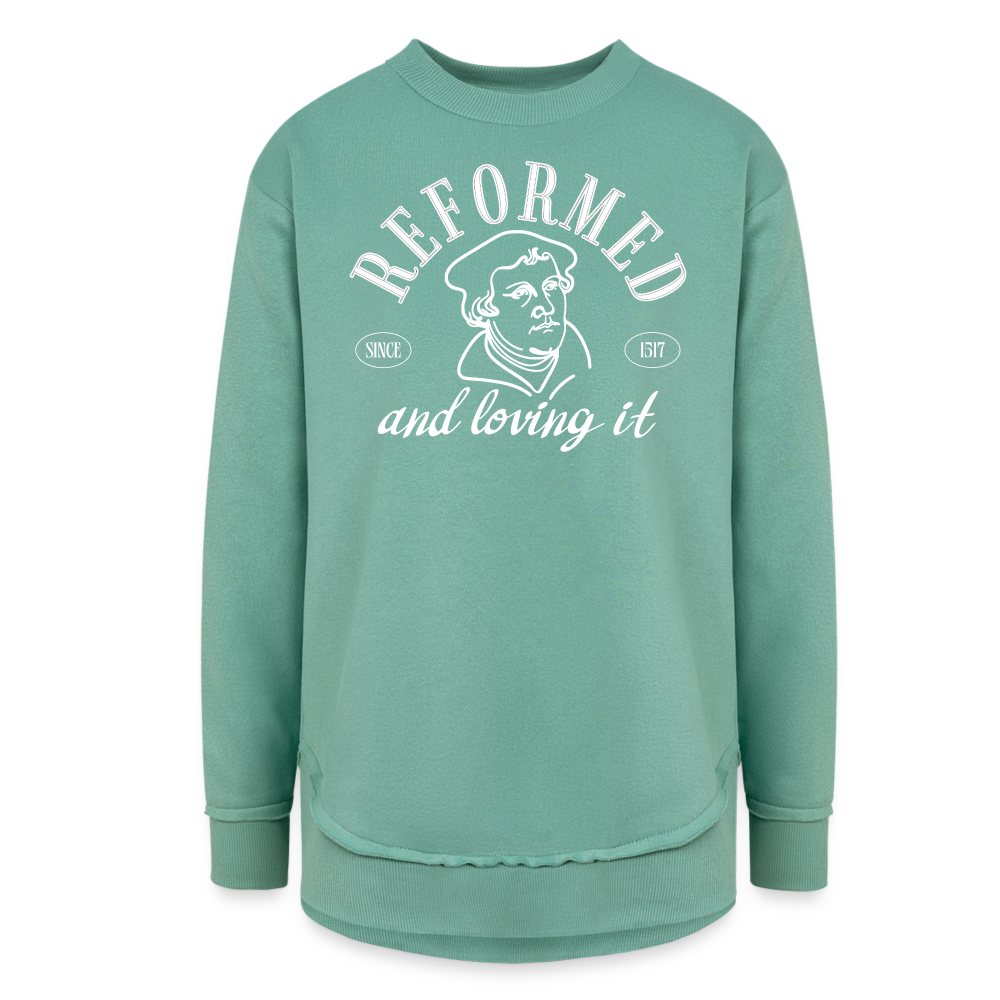 Reformed & Loving It (W) Reformation Day Women's Weekend Tunic Fleece Sweatshirt - saltwater