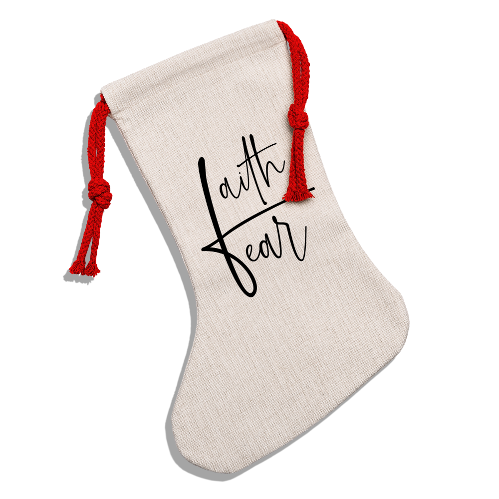 Faith Over Fear Natural Holiday Stocking - natural