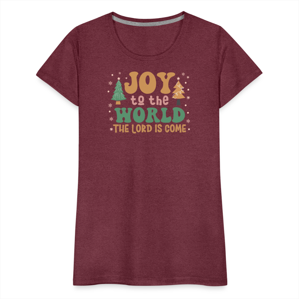 Joy to the World Christmas Family Women’s Premium T-Shirt - heather burgundy