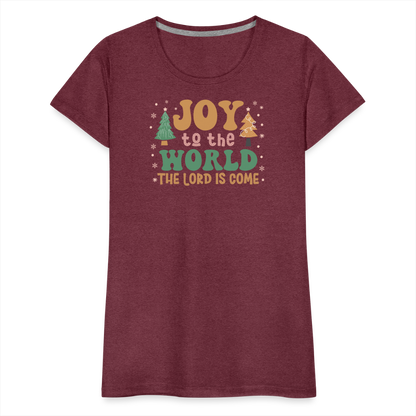 Joy to the World Christmas Family Women’s Premium T-Shirt - heather burgundy