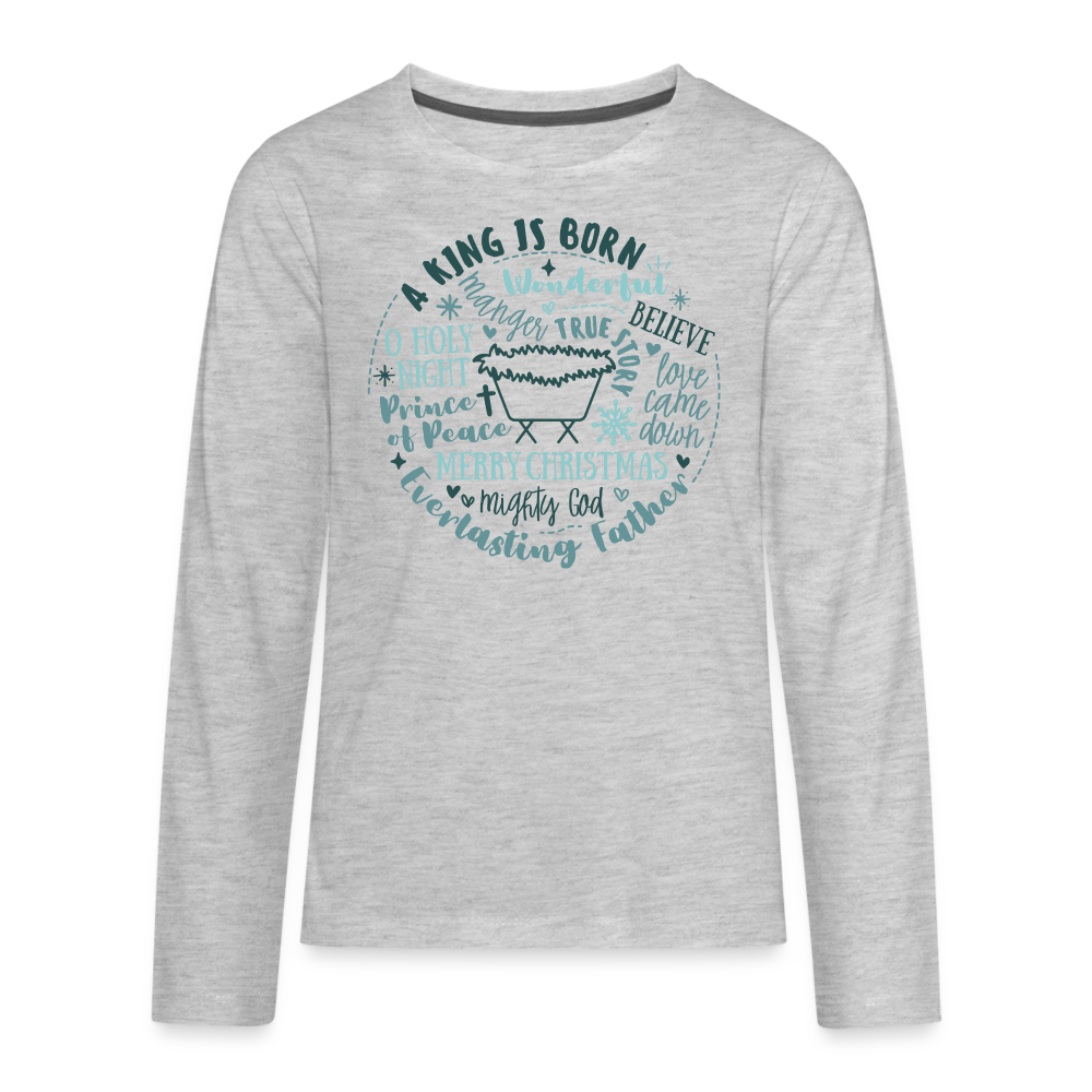 Manger Collage (W) Kid's Long Sleeve Shirt - heather gray