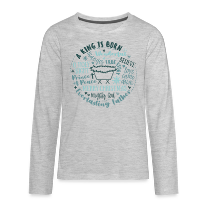 Manger Collage (W) Kid's Long Sleeve Shirt - heather gray