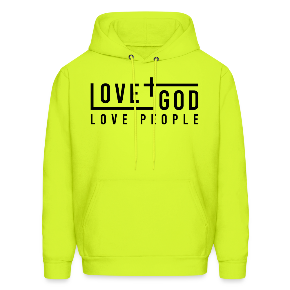 Love God Love People Men's Hoodie - safety green