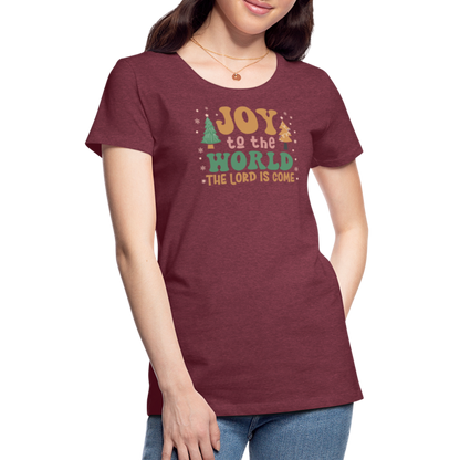 Joy to the World Christmas Family Women’s Premium T-Shirt - heather burgundy