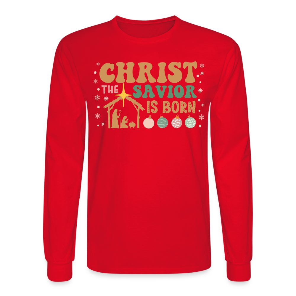 Christ the Savior is Born Christmas Family Men's Long Sleeve T-Shirt - red