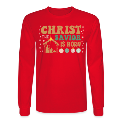 Christ the Savior is Born Christmas Family Men's Long Sleeve T-Shirt - red