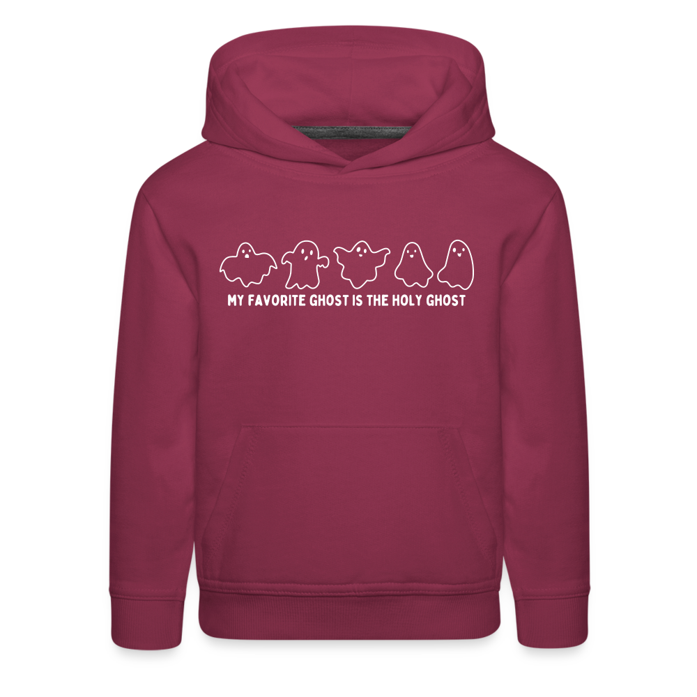 My Favorite Ghost is the Holy Ghost (Outline) Youth Hoodie - burgundy