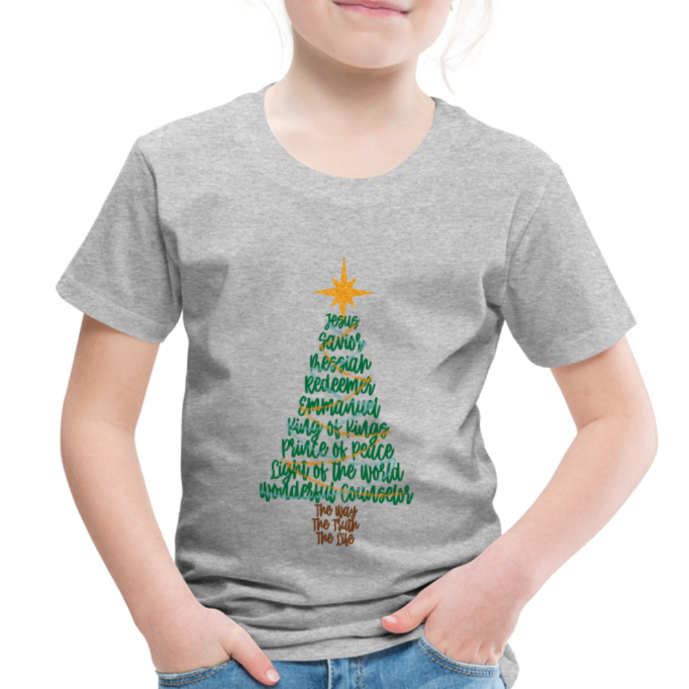 Names of Jesus Christmas Tree Toddler Shirt - heather gray