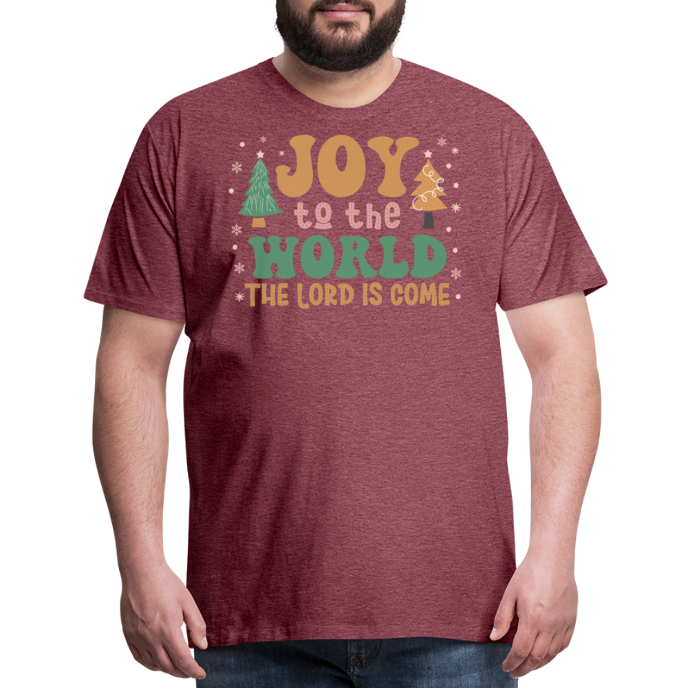 Joy to the World Christmas Family Men's Premium T-Shirt - heather burgundy