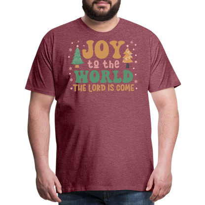 Joy to the World Christmas Family Men's Premium T-Shirt - heather burgundy