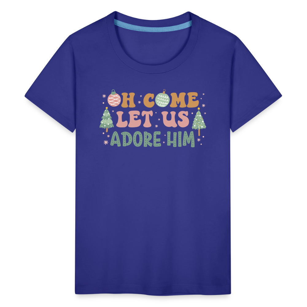 Oh Come Let Us Adore Him Christmas Family Kids' Premium T-Shirt - royal blue