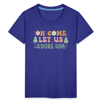 Oh Come Let Us Adore Him Christmas Family Kids' Premium T-Shirt - royal blue