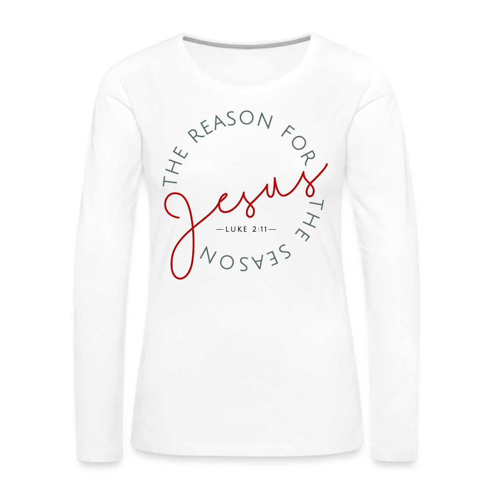 The Reason for the Season (Color) Christmas Women's Premium Long Sleeve T-Shirt - white