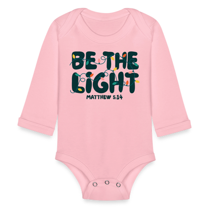 Be the Light Christmas Baby Long Sleeve Onesie - light pink