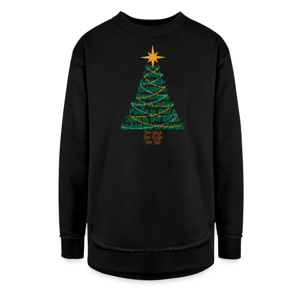 Names of Jesus Christmas Tree Women's Tunic Sweater - black