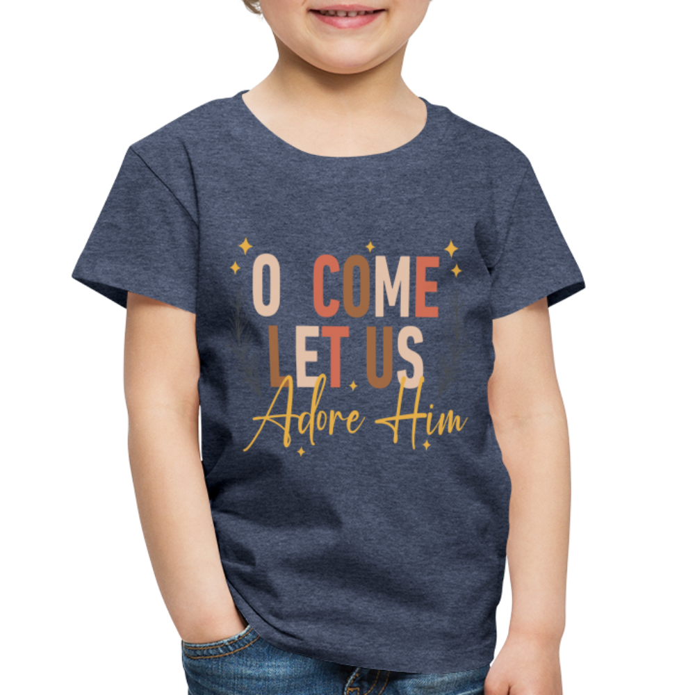 O Come Let us Adore Him Christmas Toddler Shirt - heather blue