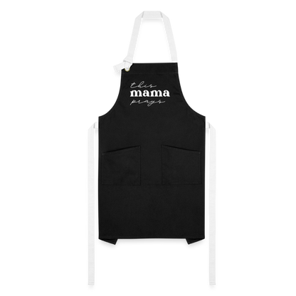 This Mama Prays Apron - black/white