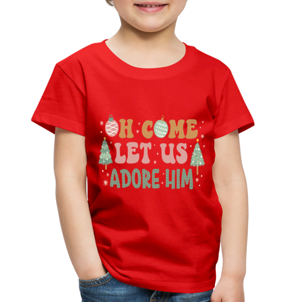 Oh Come Let us Adore Him Christmas Family Toddler Premium T-Shirt - red