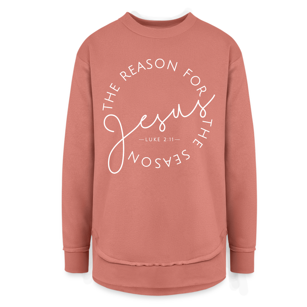 The Reason for the Season (W) Christmas Women's Weekend Tunic Fleece Sweatshirt - mauve