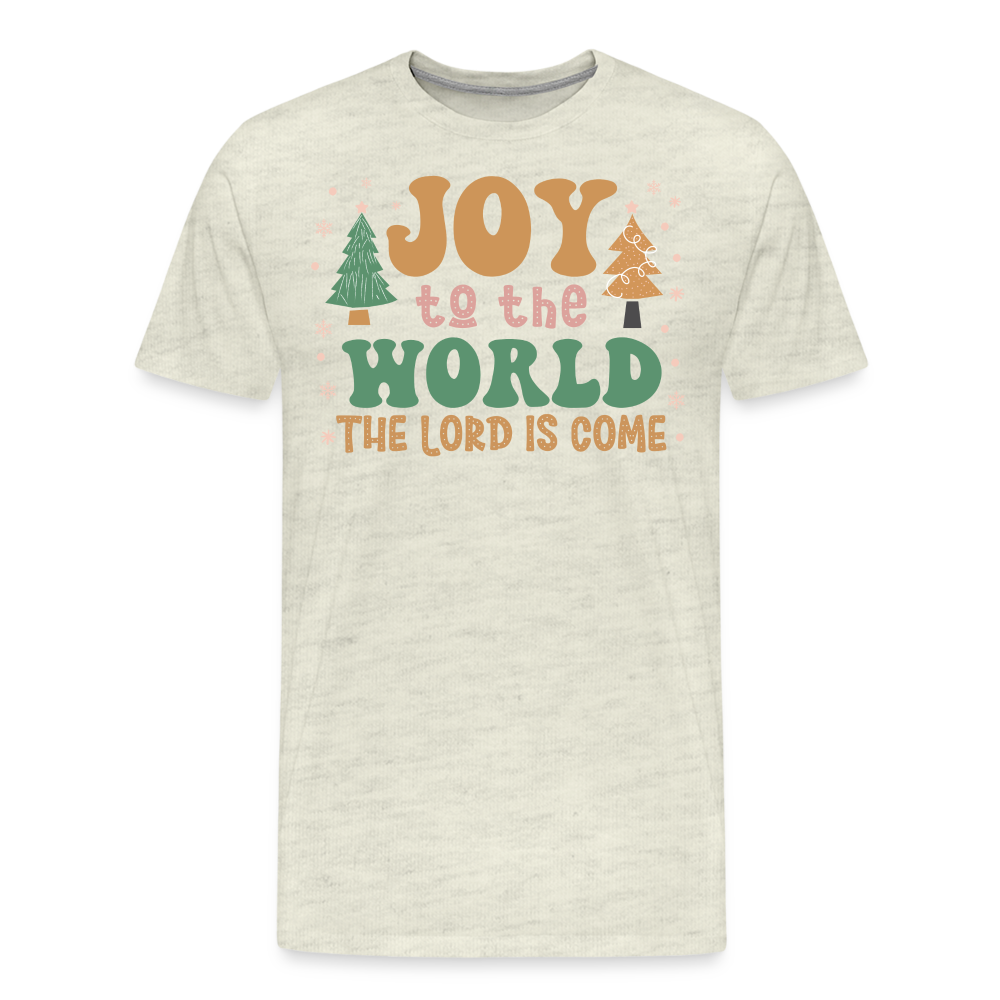 Joy to the World Christmas Family Men's Premium T-Shirt - heather oatmeal