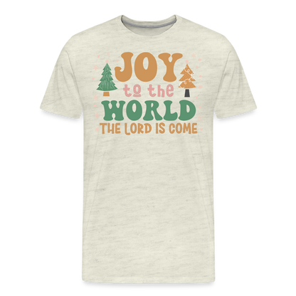 Joy to the World Christmas Family Men's Premium T-Shirt - heather oatmeal