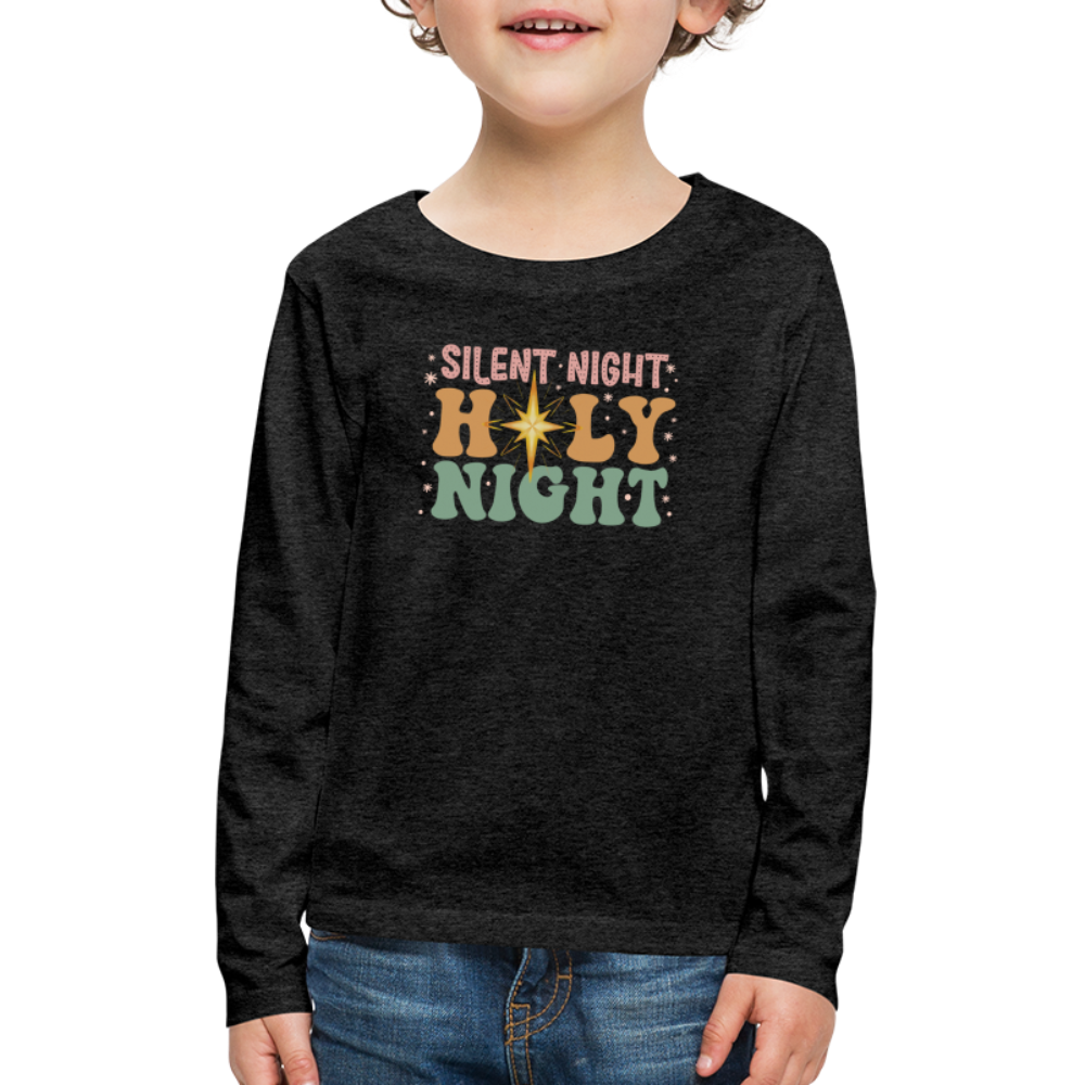 Silent Night Christmas Family Kids' Premium Long Sleeve T-Shirt - charcoal grey