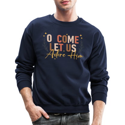 O Come Let us Adore Him Christmas Men's Sweater - navy