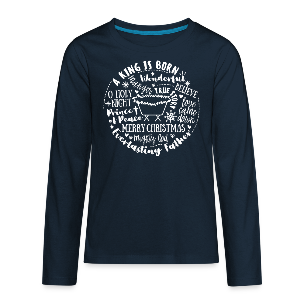 Manger Collage (W) Kid's Long Sleeve Shirt - deep navy