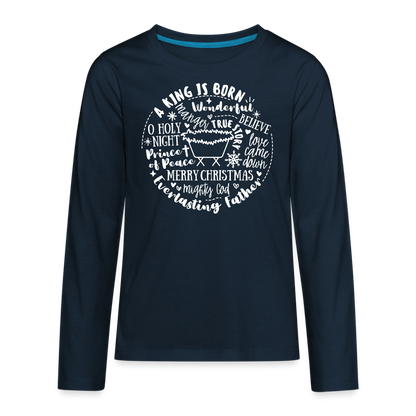 Manger Collage (W) Kid's Long Sleeve Shirt - deep navy