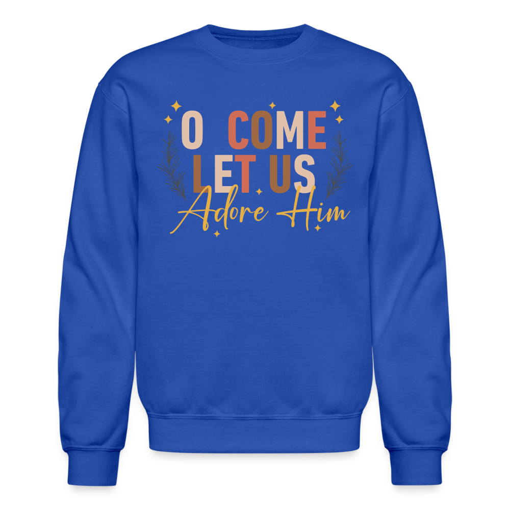 O Come Let us Adore Him Christmas Men's Sweater - royal blue