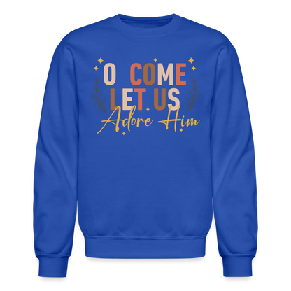 O Come Let us Adore Him Christmas Men's Sweater - royal blue